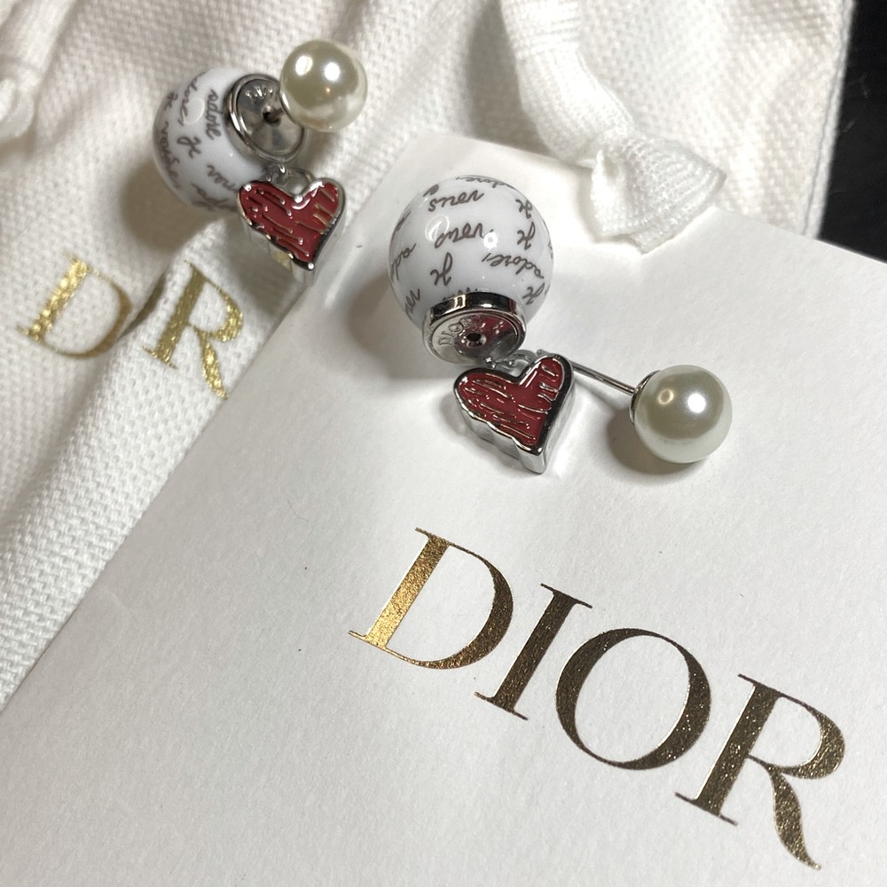 Christian Dior Tribal Hearts Earrings 2 Pc NWOT - Picture 2 of 6